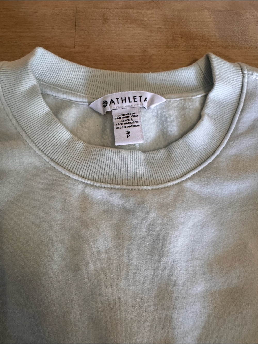 Athleta Women's forever fleece dolman Mint Green Crewneck cropped Sweatshirt - Picture 4 of 7
